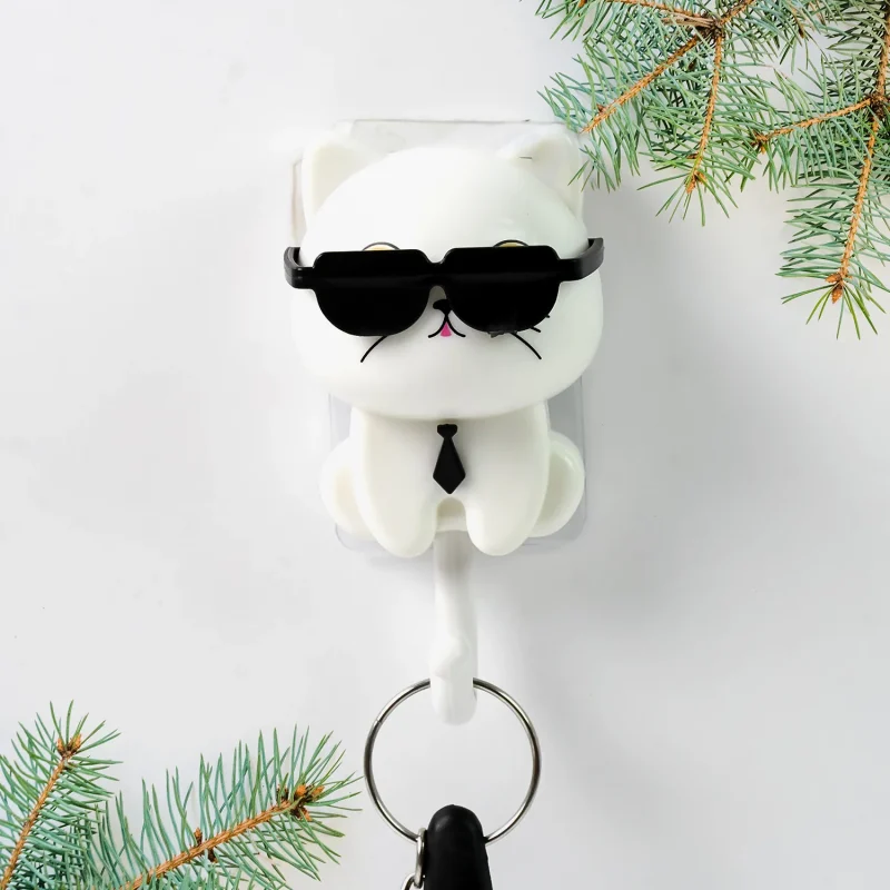 Cat Hook for Wall, Cute Cat Key Hook with Sunglasses (1 Pc) - Image 2