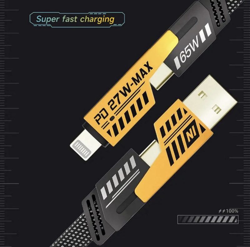 65W 4-in-1 Fast Charging Cable for iPhone, Android & Laptops - Image 2