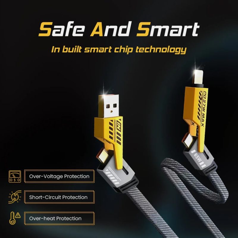 65W 4-in-1 Fast Charging Cable for iPhone, Android & Laptops - Image 7