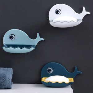 Fish Shape Soap Dish Adhesive Waterproof Wall Mounted Bar Soap Dish (Pack of 2Pc)