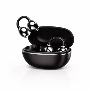 Air Clips Open-Ear Wireless Earbuds (Bluetooth v5.3) | AirWave™ Technology, Up-to 40H Playtime, | Pain-Free Fit (Pearl Black)