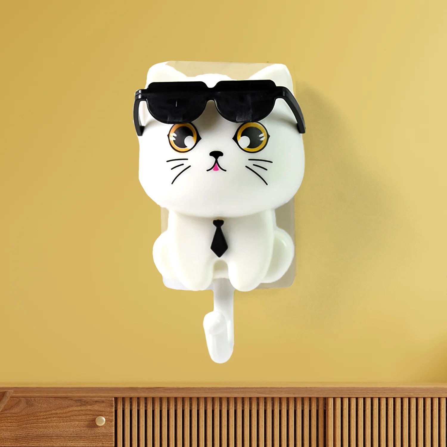 Cat Hook For Wall, Cute Cat Key Hook With Sunglasses (2 Pc) - Image 4