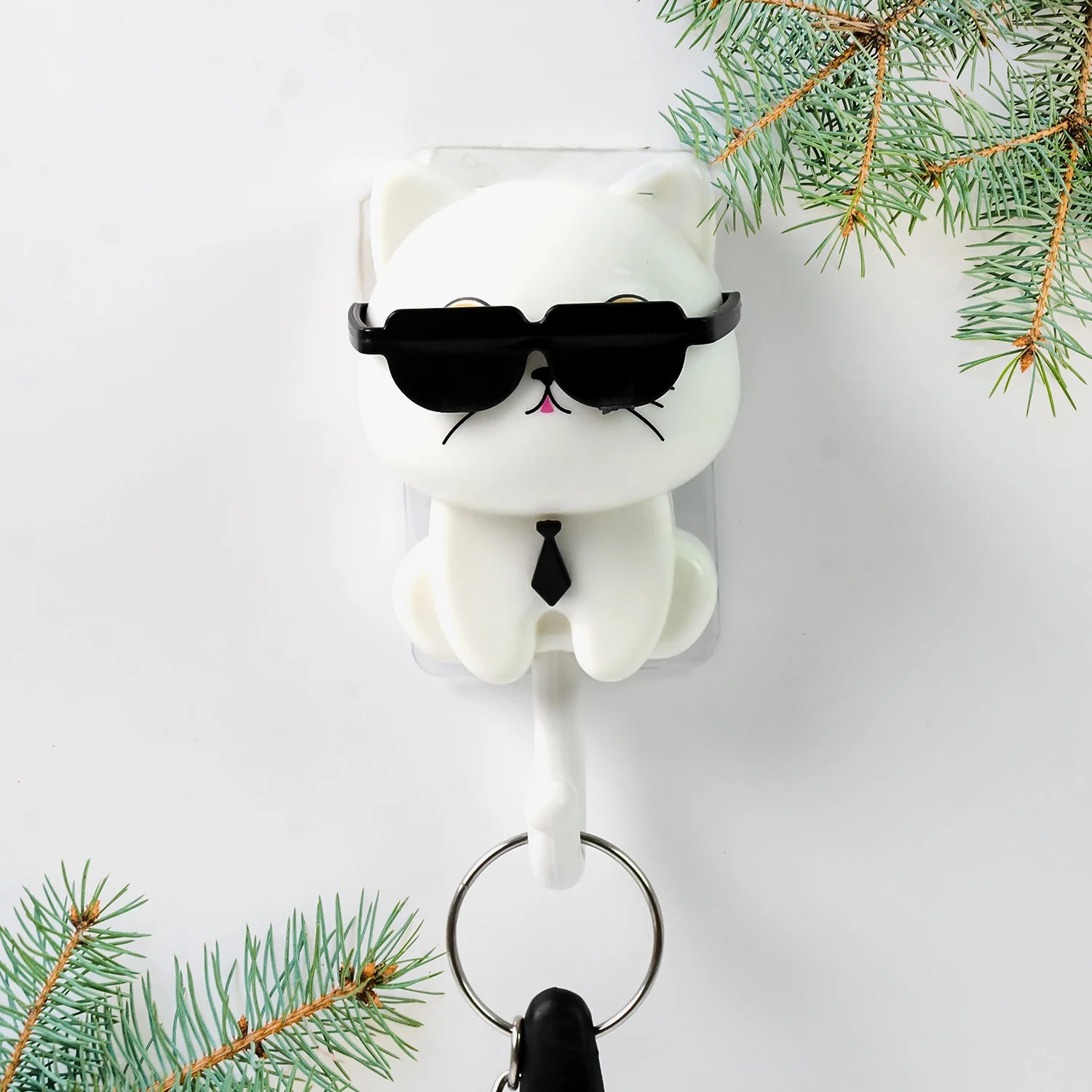 Cat Hook For Wall, Cute Cat Key Hook With Sunglasses (2 Pc) - Image 3